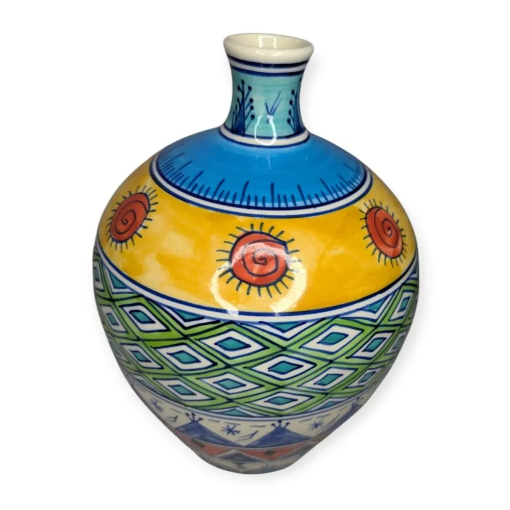 Ceramic Bulb Vase Colorful Decorative Vase 9.5
